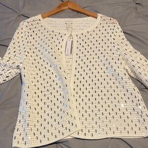 Chico's Ivory Open Weave Cardigan